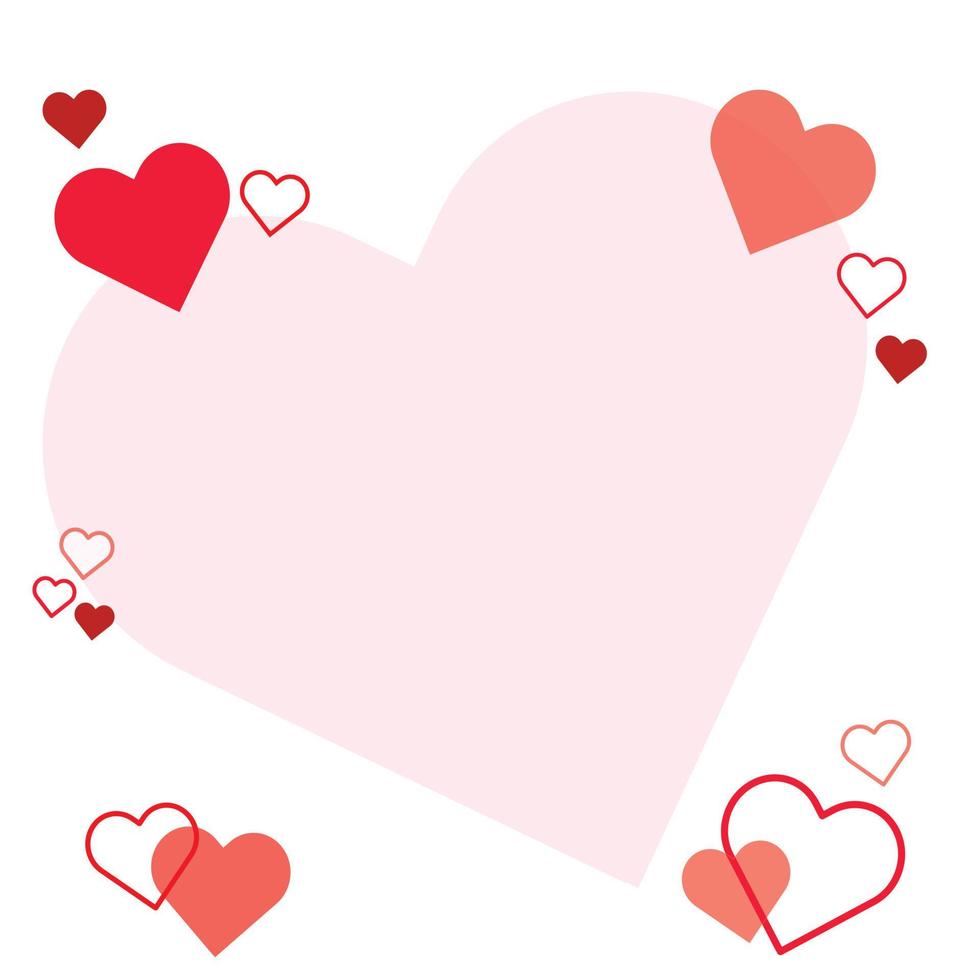 red hearts Romantic whtie background vector valentines day.copy space greeting card