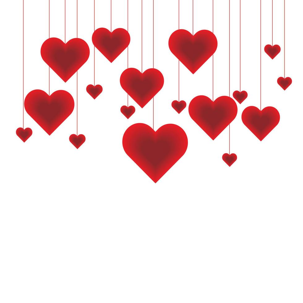 red hearts Romantic whtie background vector valentines day