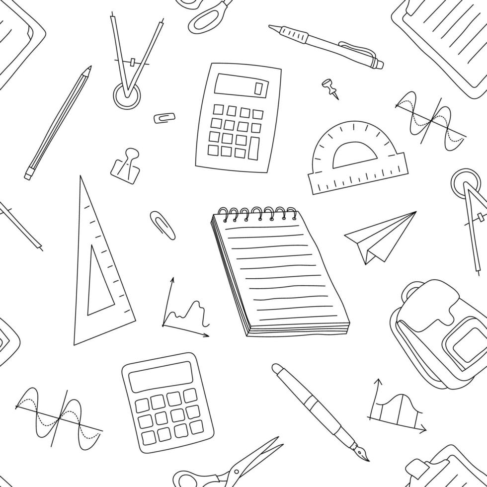 Office and school stationery seamless background pattern free vector