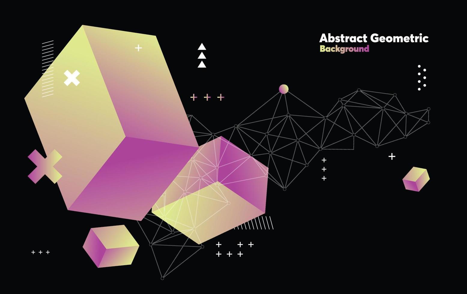 3D Geometric background with bright colors and minimalistic shapes vector