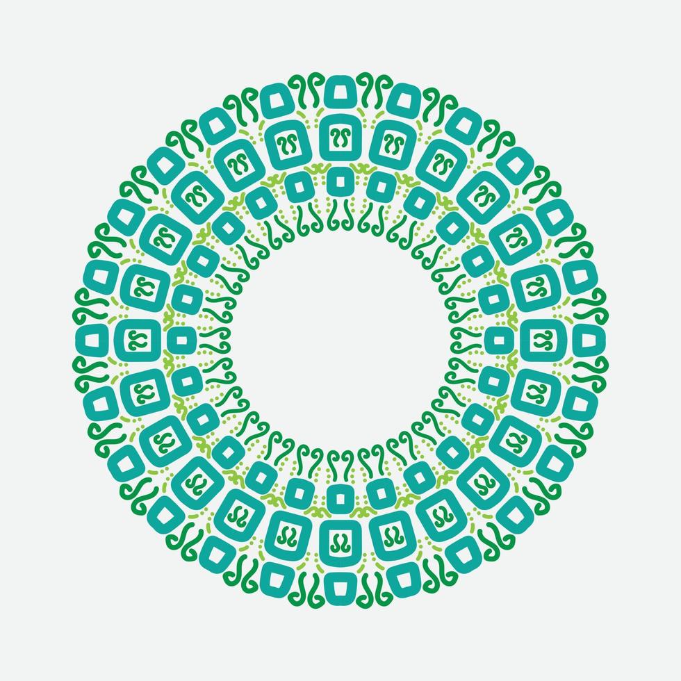 Vector hand drawn doodle mandala. Ethnic mandala with colorful tribal ornament. Isolated. tosca and green color.