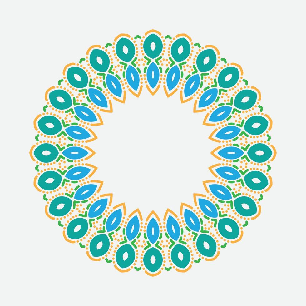 Vector hand drawn doodle mandala. Ethnic mandala with colorful tribal ornament. Isolated. Tosca, green and orange color.
