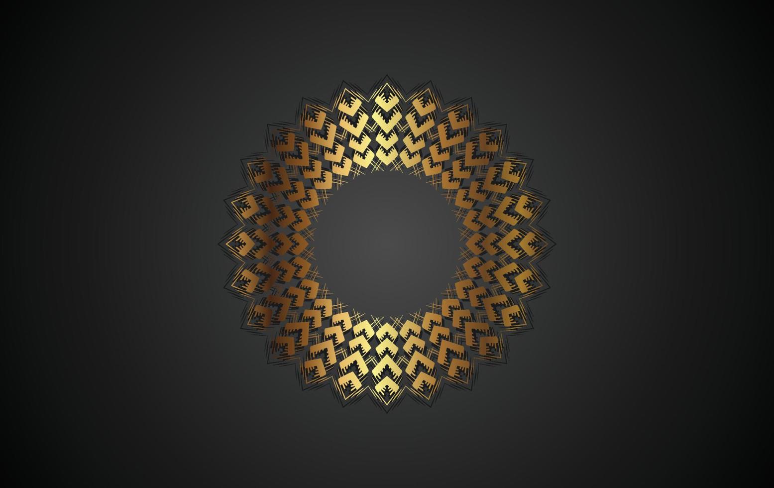 mandala design elements, labels, icon and frames for packaging and design of luxury products. Made with golden foil Isolated on black background. vector illustration