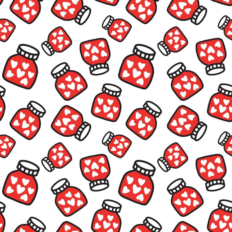 Seamless pattern of Jars with heart. Pattern for Valentines day vector