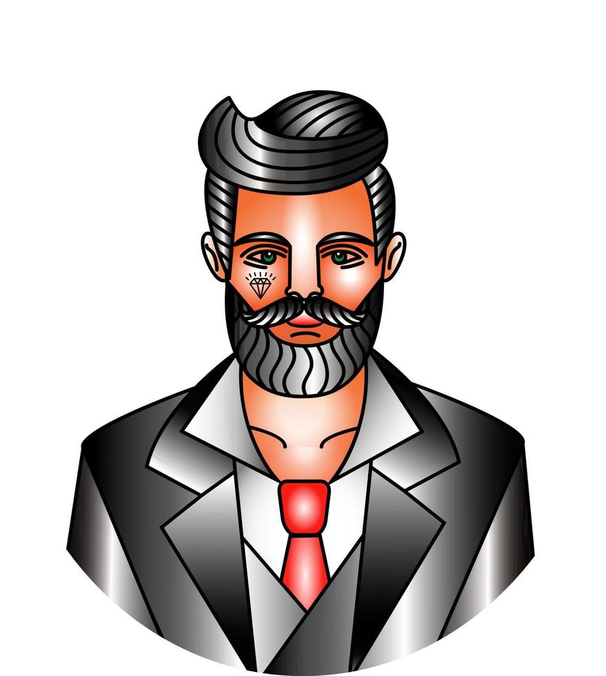Handsome man with tattoo on face vector