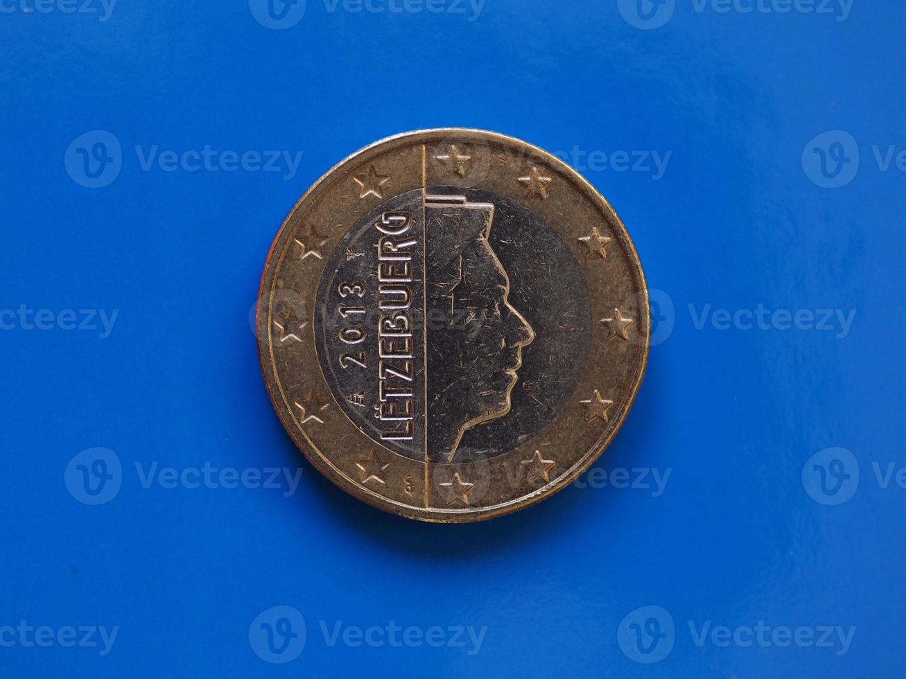 1 euro coin, European Union, Luxembourg over blue photo