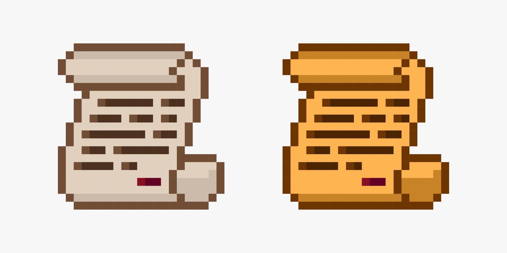 Rolled old paper in pixel art style vector