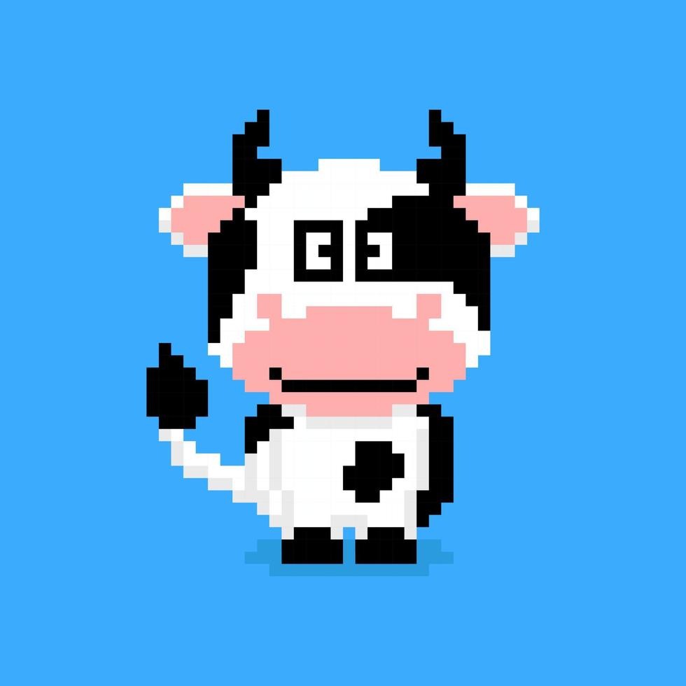 Pixel art cow character vector