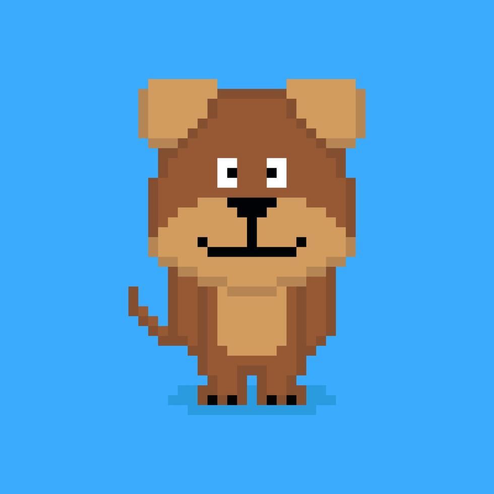 personaje de perro en estilo pixel art vector