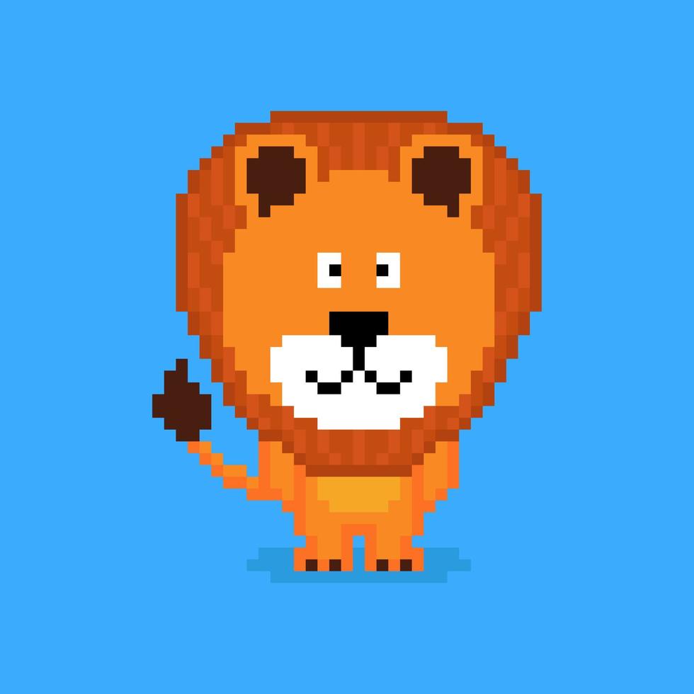 Pixel art lion character vector