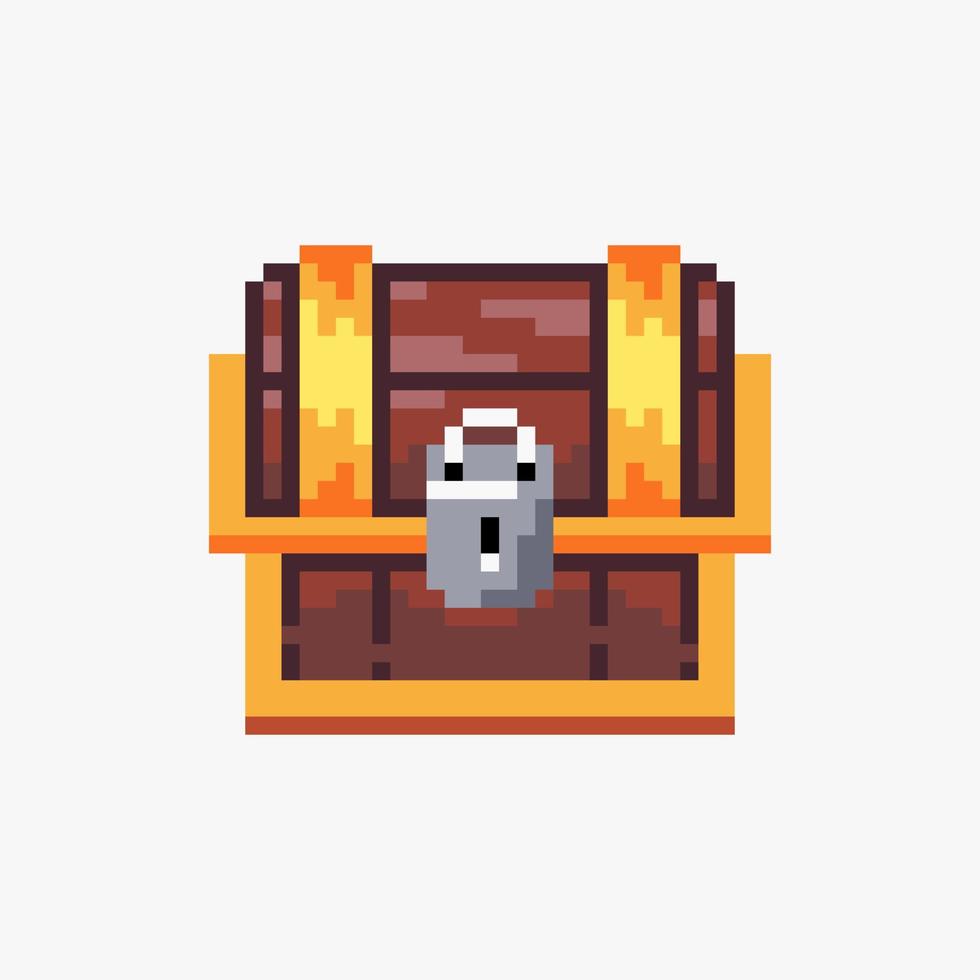 Treasure chest in pixel art style vector