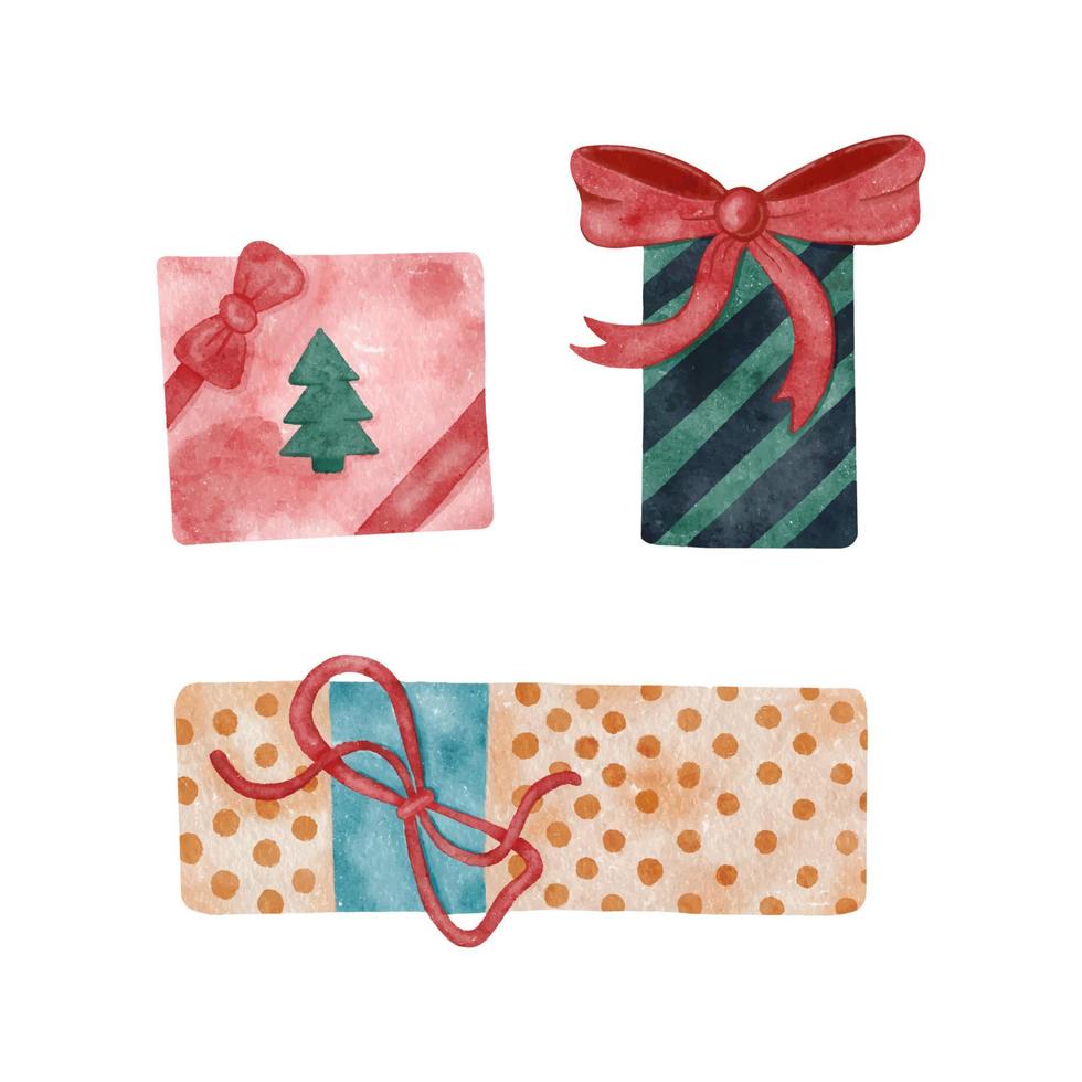 Set of christmas gifts on isolated white background vector