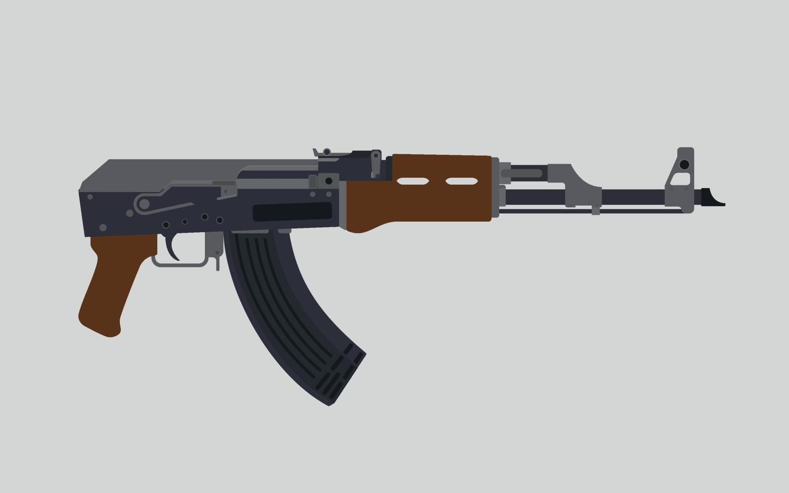 Russian kalashnikov automatic machine rifle AK 47 Without stock Flat Vector