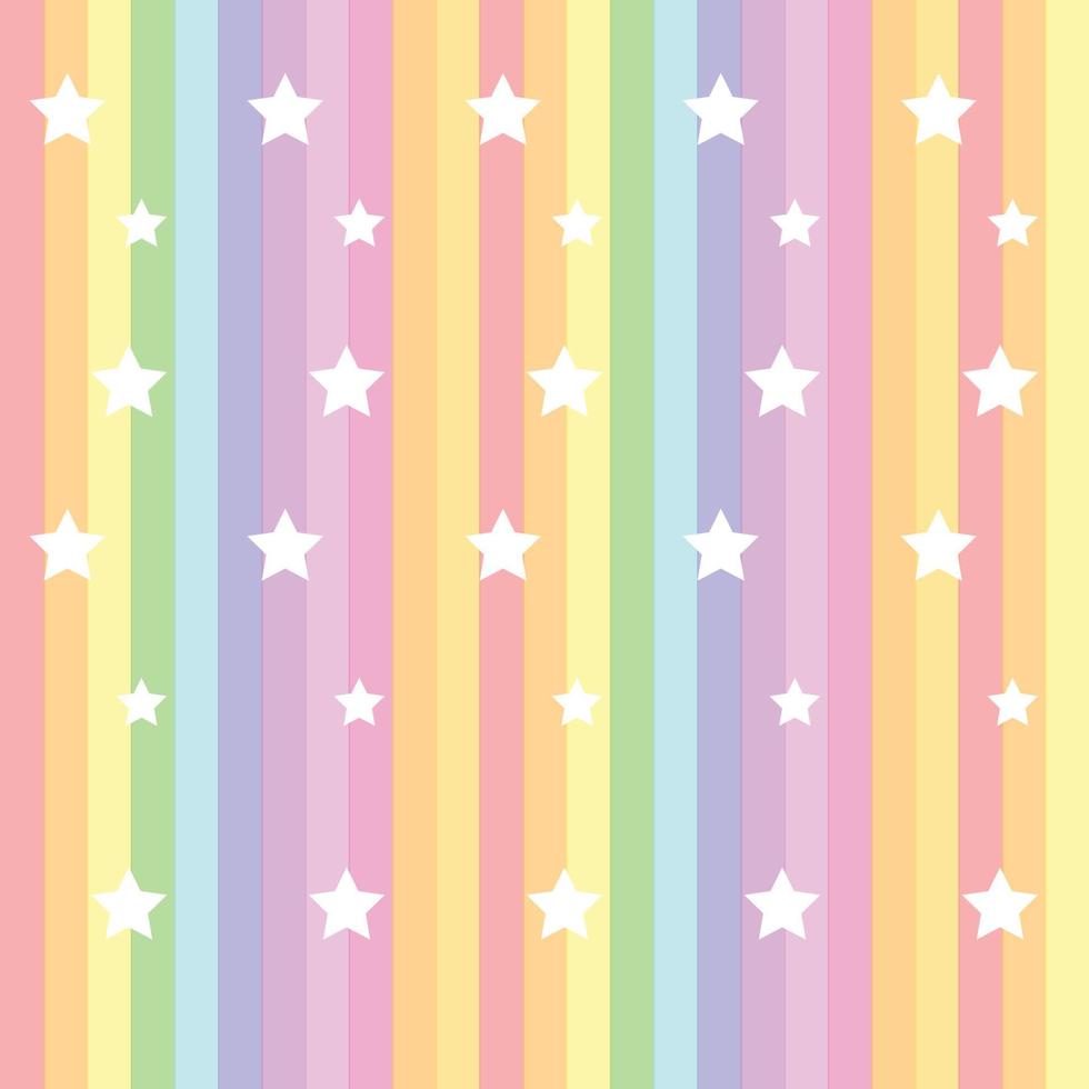 Seamless Pattern Rainbow Pastel Background with Star Shape vector