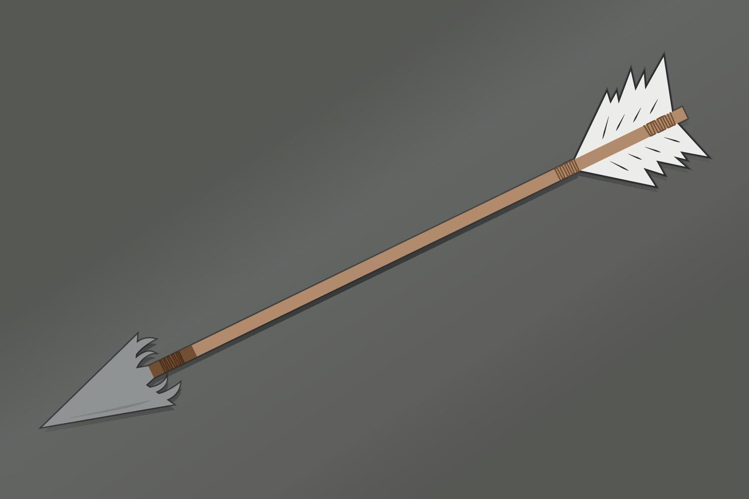 illustration ancient wooden bow arrow hunting war weapon flat vector