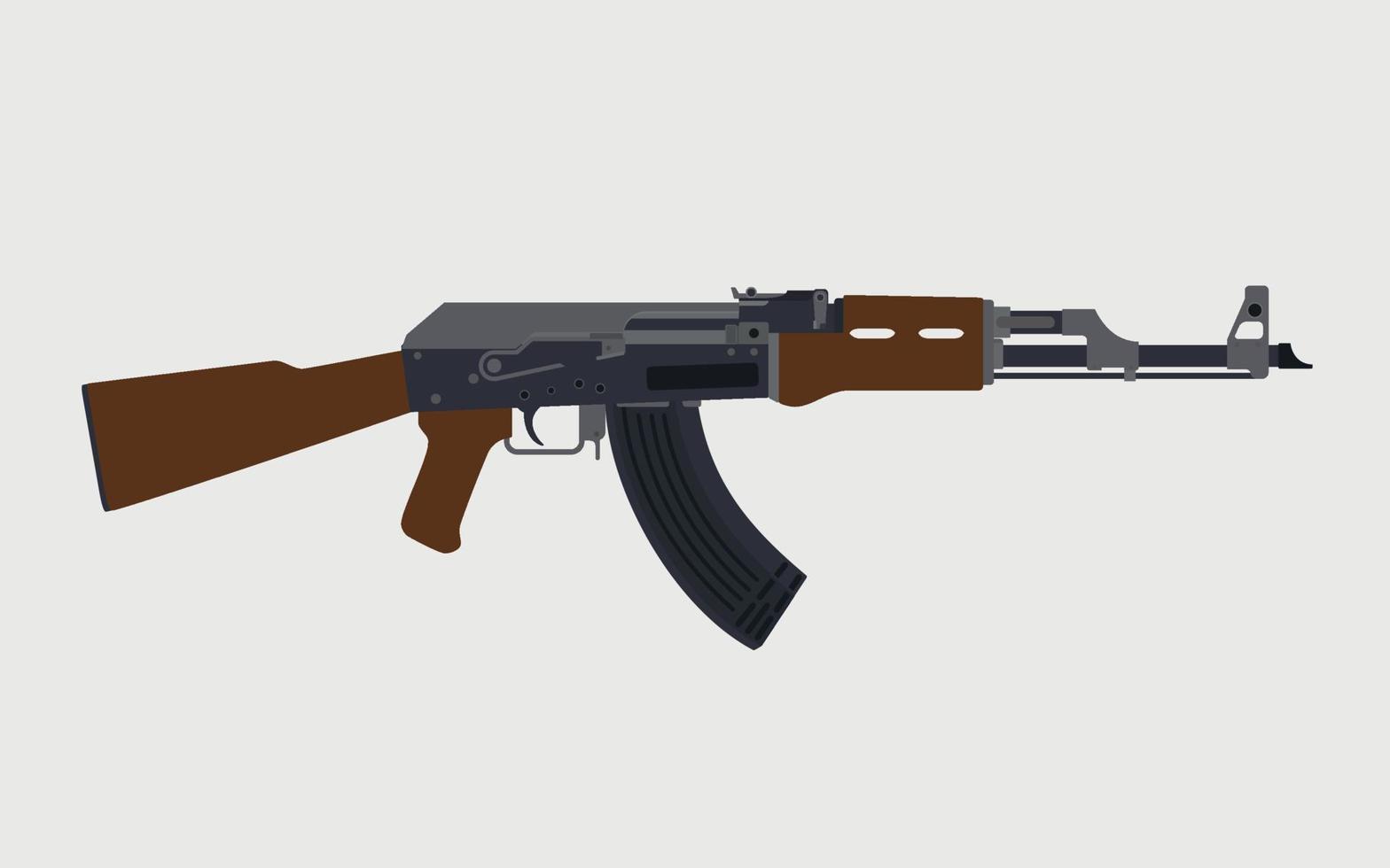 Russian kalashnikov automatic machine rifle AK 47 Flat Vector Illustration