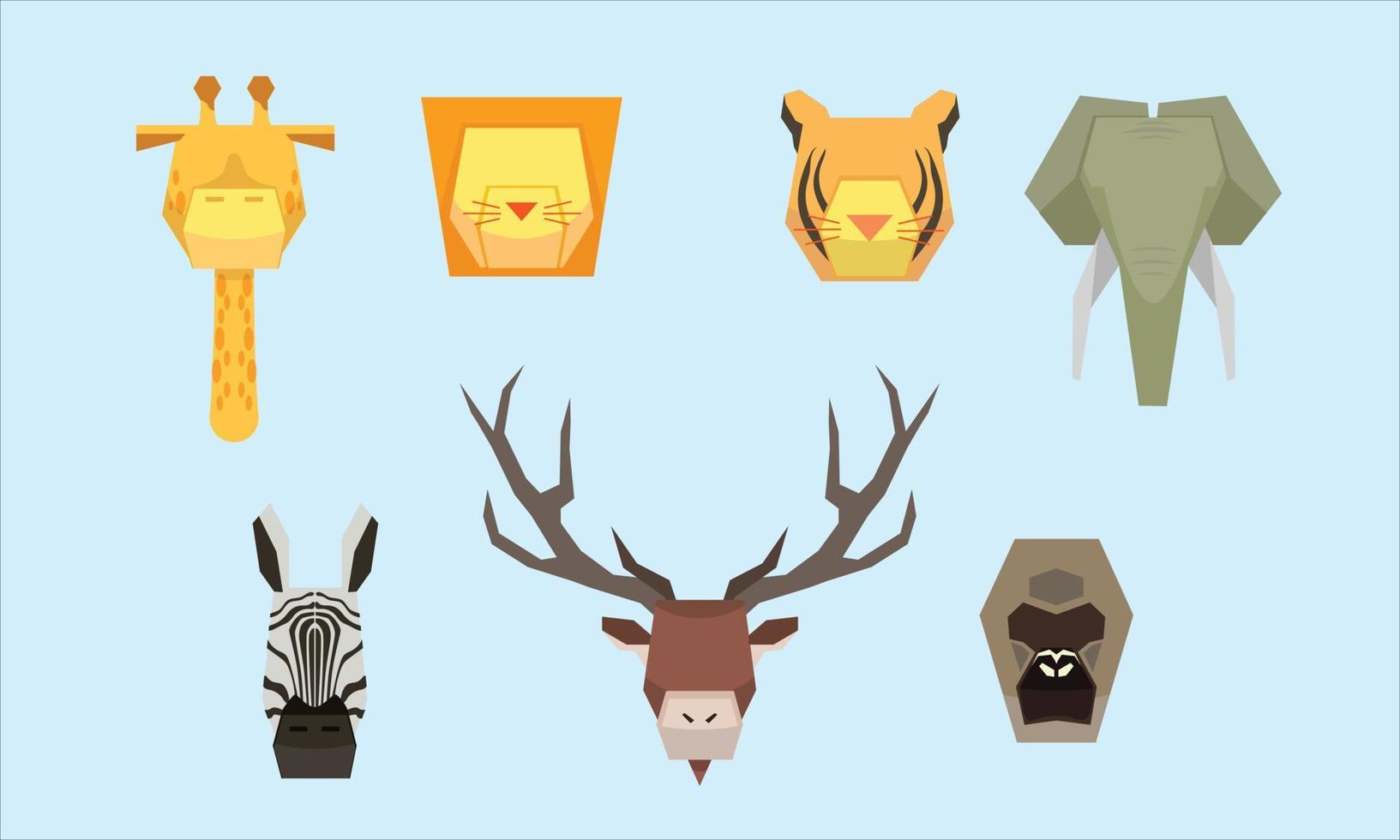 colección de caras de animales de estilo low poly vector