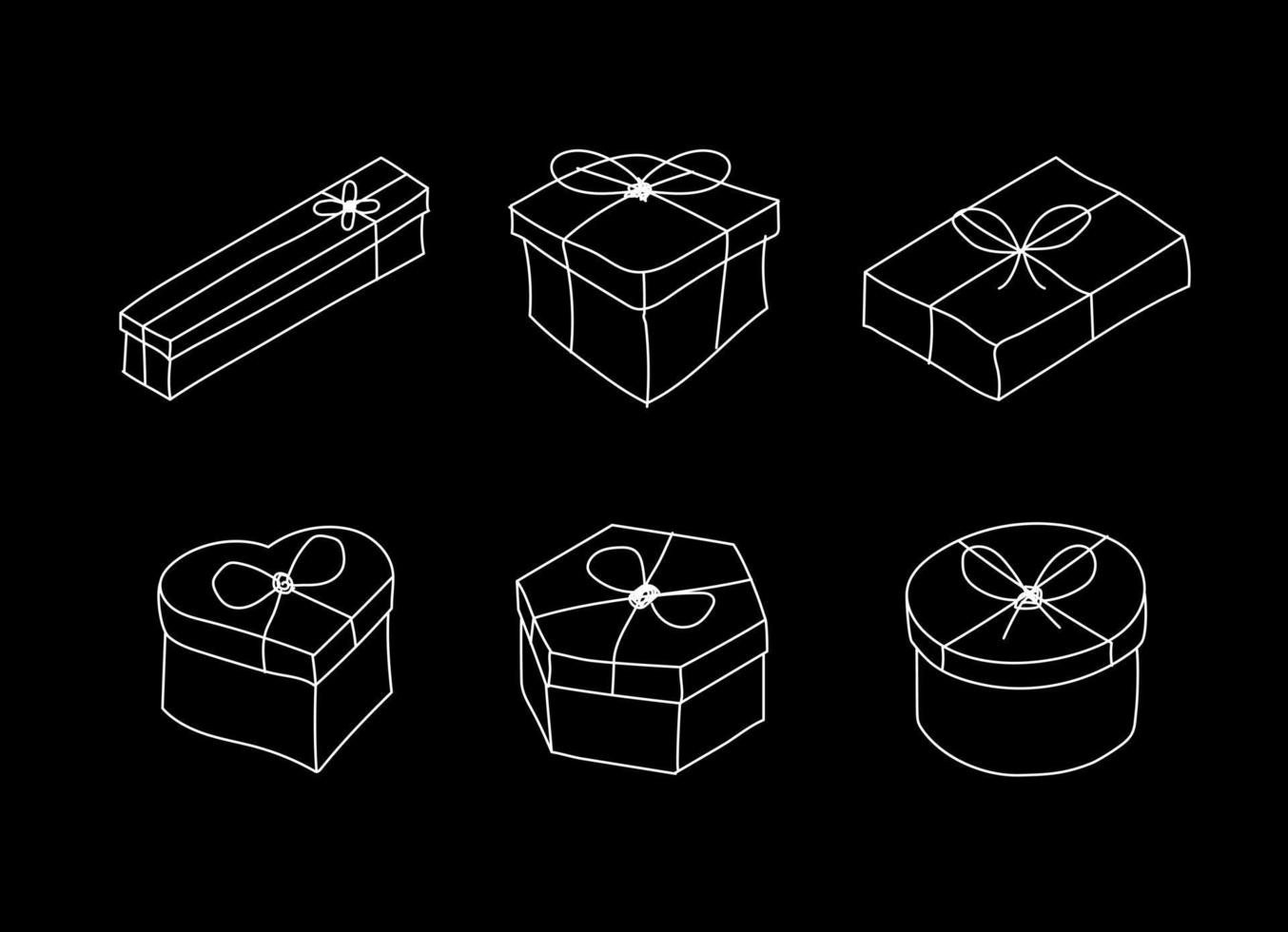 various types of gift boxes with doodle style vector