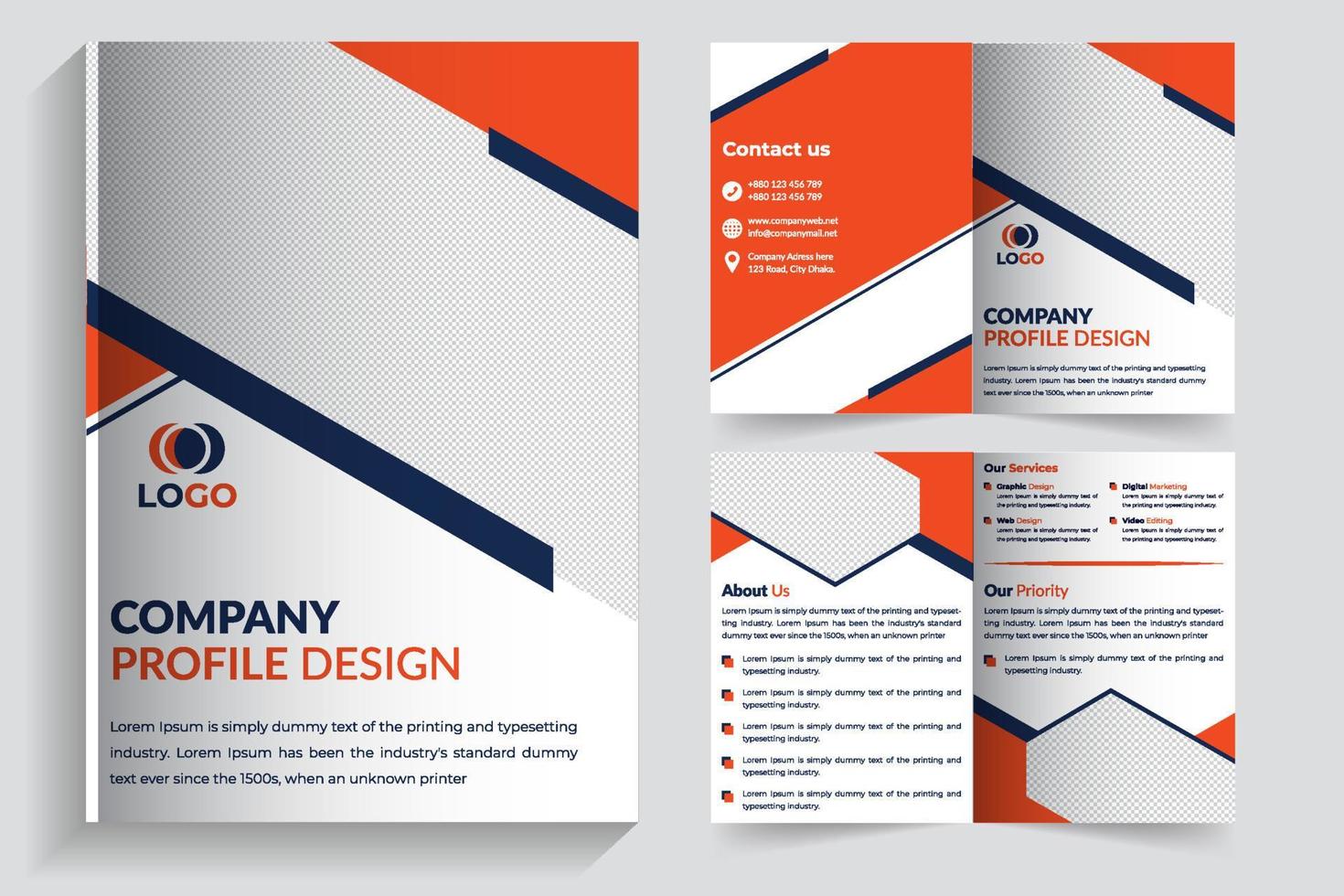 New Corporate Business Brochure Template, 4 Pages Brochure, Company Profile Design, Corporate Business Book Cover, Annual Report,  Business Cover Design Template, Social Media Post and Ads Design Post vector