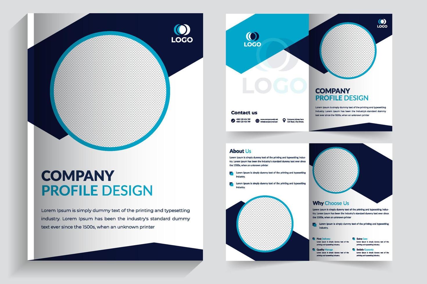 Corporate Business Brochure Design, Bi-fold Brochure, 4 pages Brochure template design, Corporate Business Pages. Company Profile,  Social Media Post Banner Design, Social Media Banner, Digital Banner vector