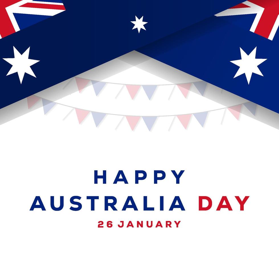 minimalist happy Australia day design with flag and ornament. vector illustration