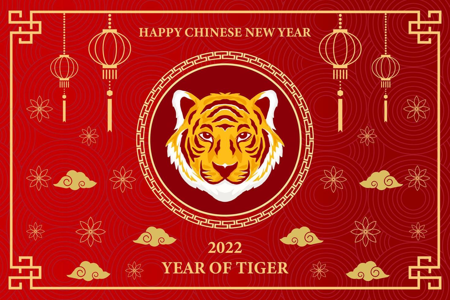 flat design happy Chinese new year. The 2022 year of the tiger. vector background illustration