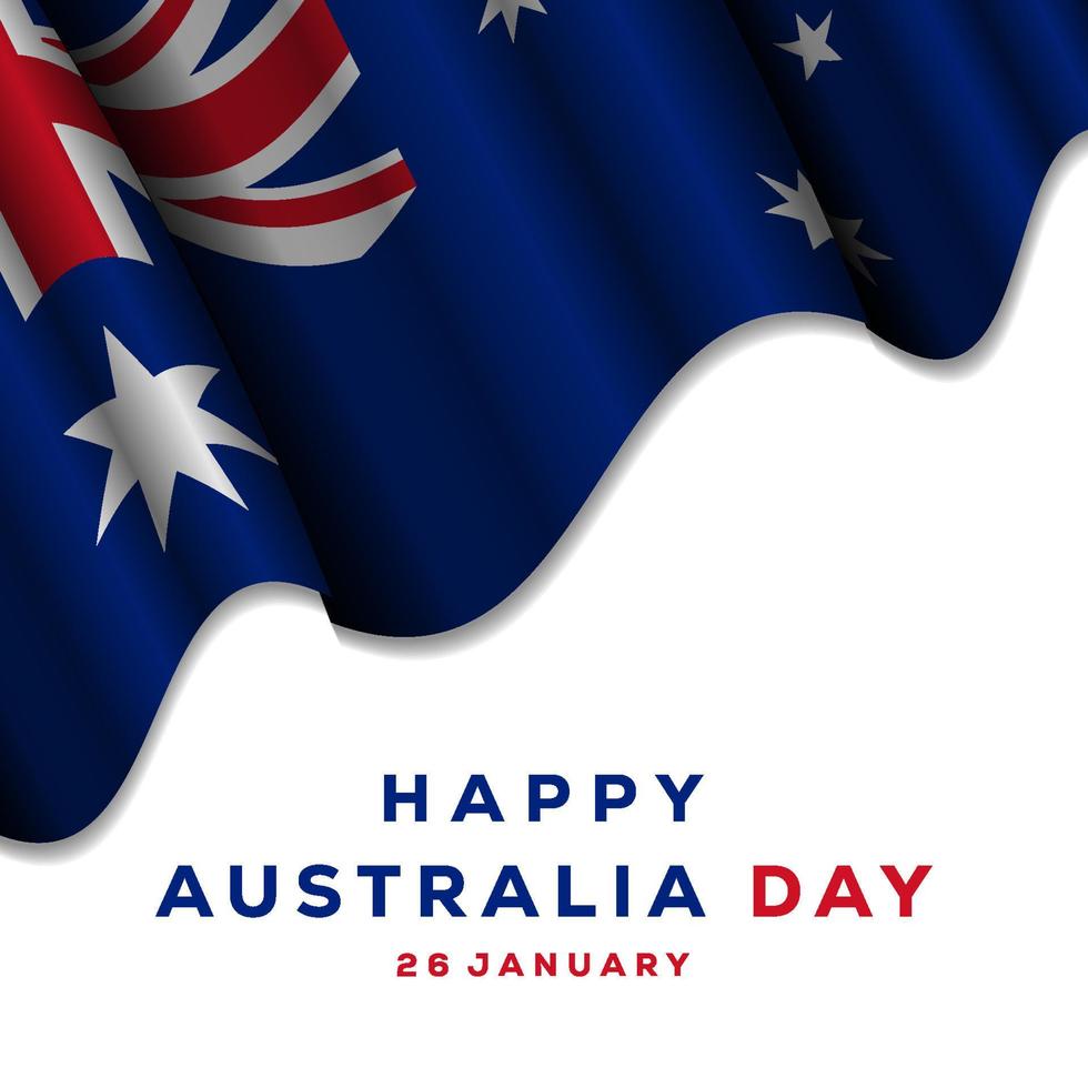 feliz día de australia diseño elegante con una bandera australiana realista. vector día de australia