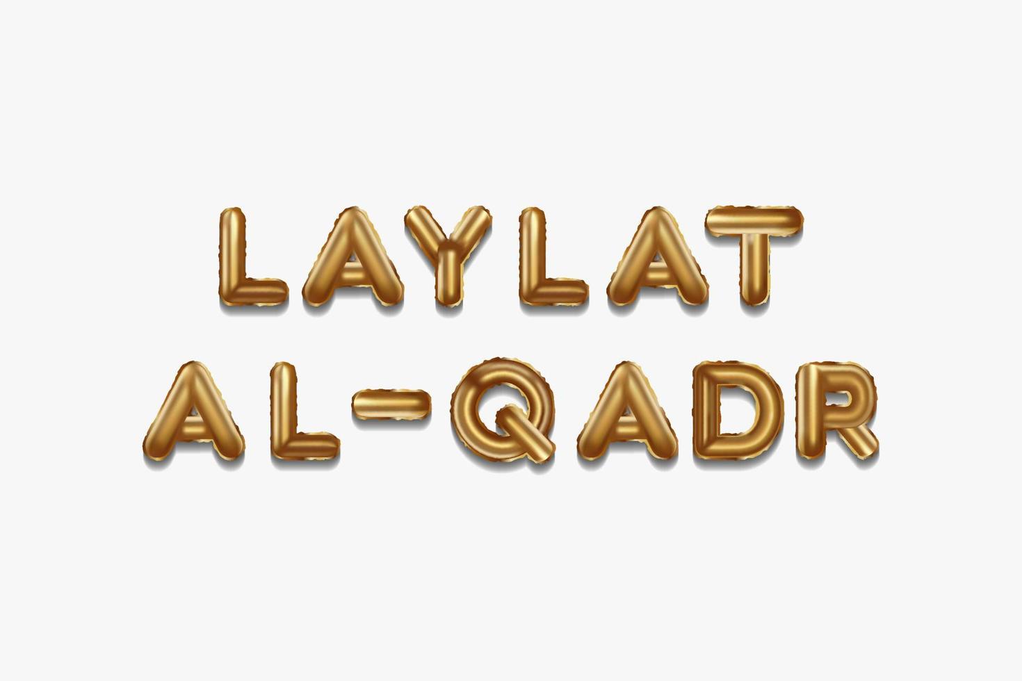 laylat al qadr escrito con globos dorados. laylat al qadr letras globos de oro realistas vector