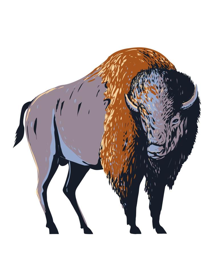 American Bison American Buffalo or Simply Buffalo That Once Roamed North America WPA Poster Art vector