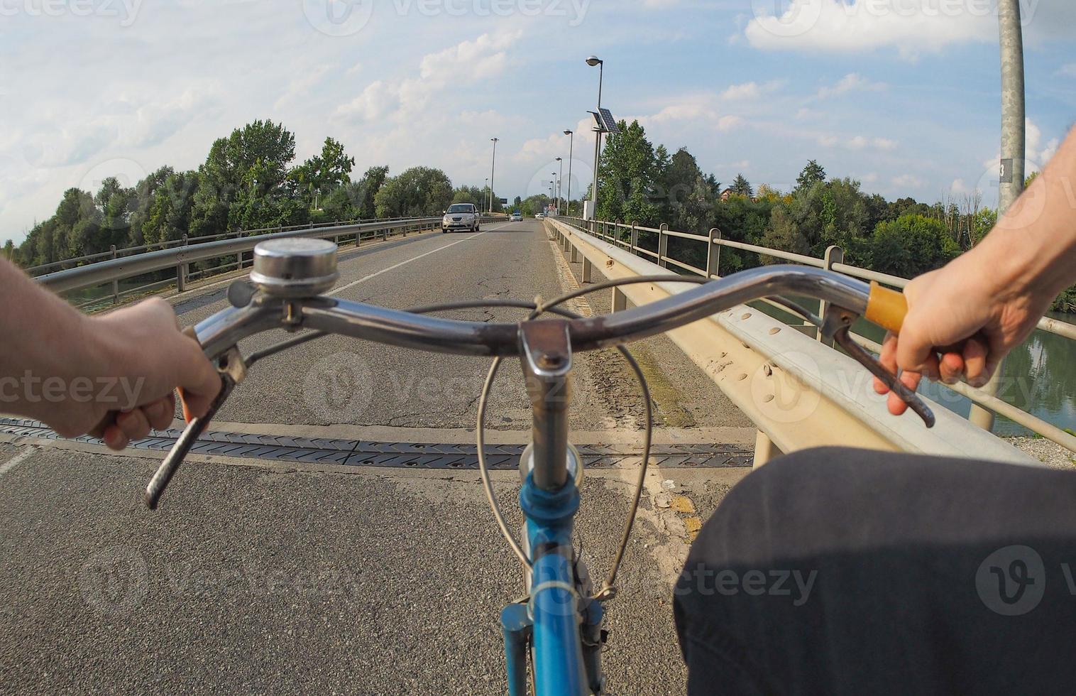 Riding a bike photo