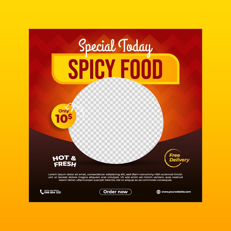 Social media post template for food menu promotion banner vector