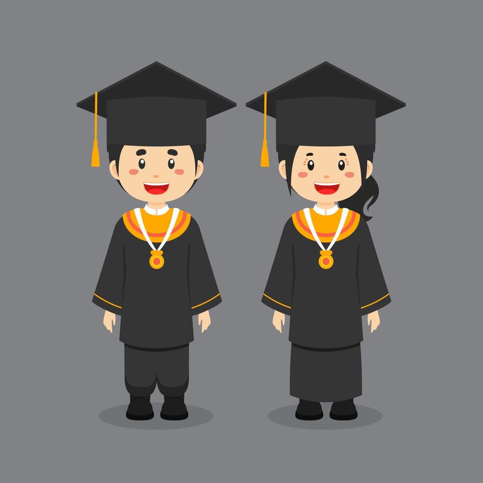 Couple Character Wearing Graduation Outfits vector