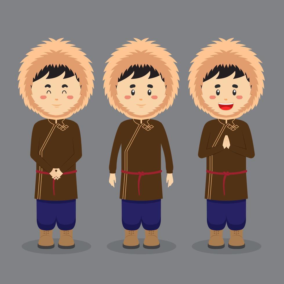 Mongolian Character with Various Expression vector