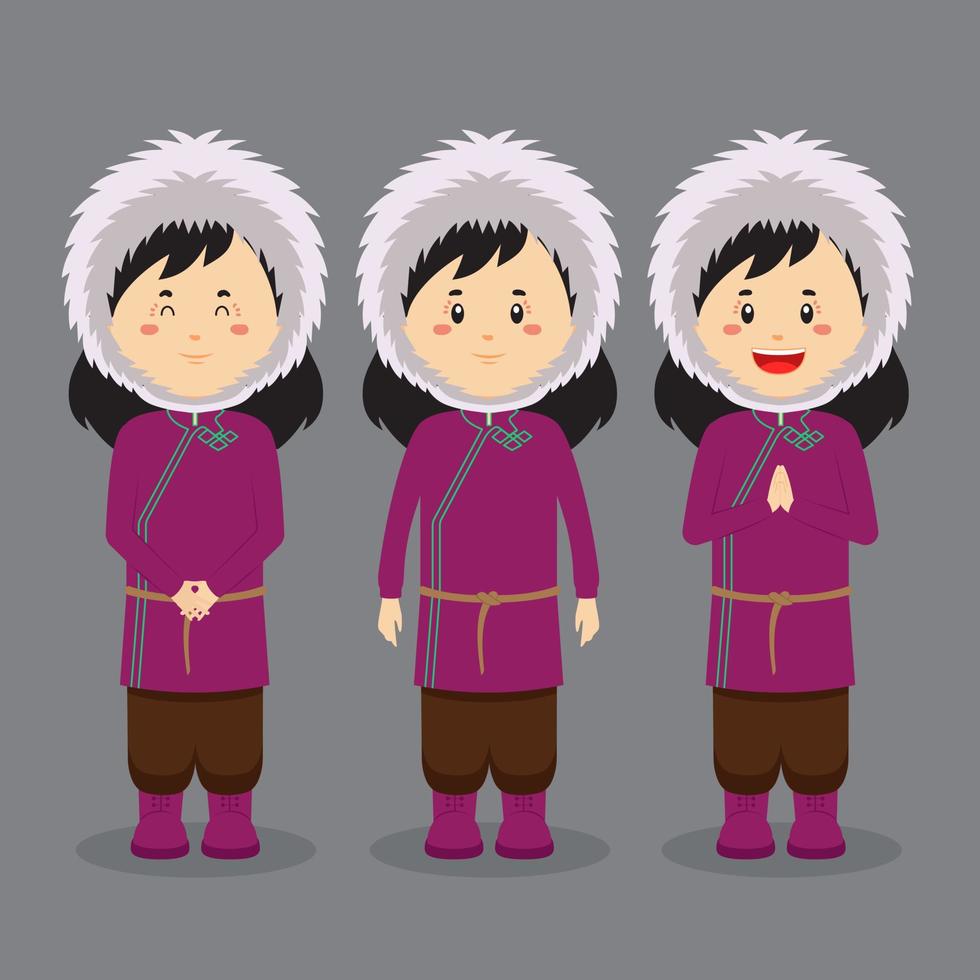 Mongolian Character with Various Expression vector