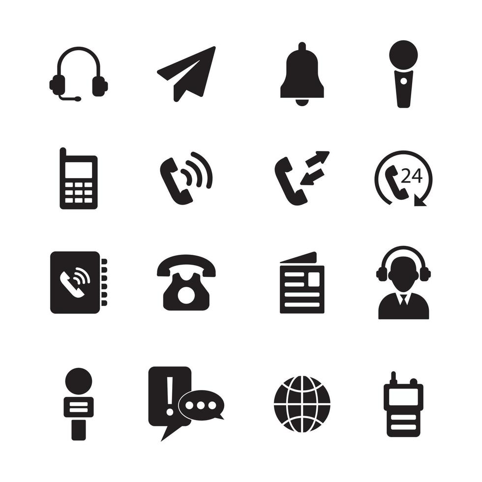 conjunto de 16 iconos de comunicación vector