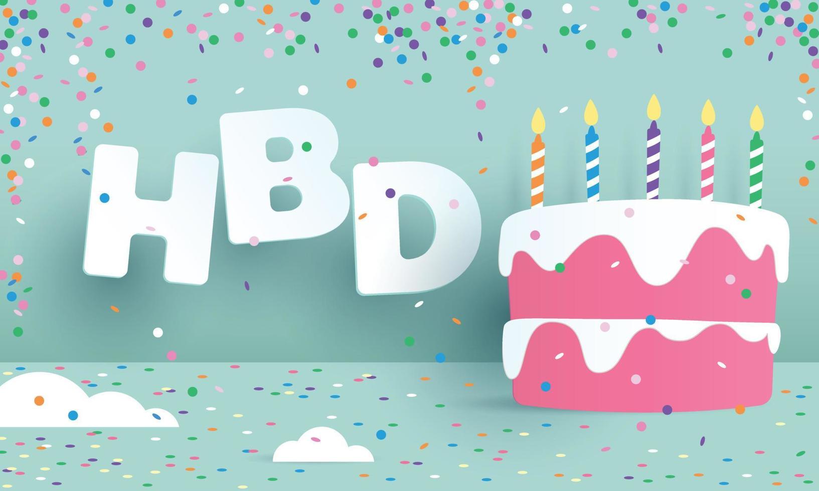 birthday cake and confetti, vector