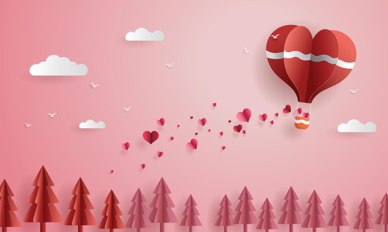 Paper art for love and valentine's day, vector