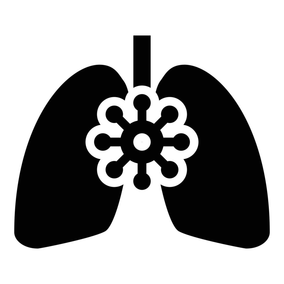 coronavirus dañado pulmones virus corona ataque comiendo concepto de pulmón covid 19 icono de tuberculosis infectado color negro vector ilustración