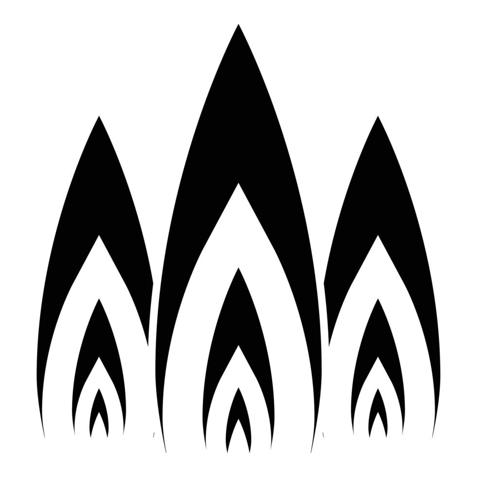 tres llamas fuego quemar hoguera 3 lenguas icono color negro vector ilustración estilo plano imagen