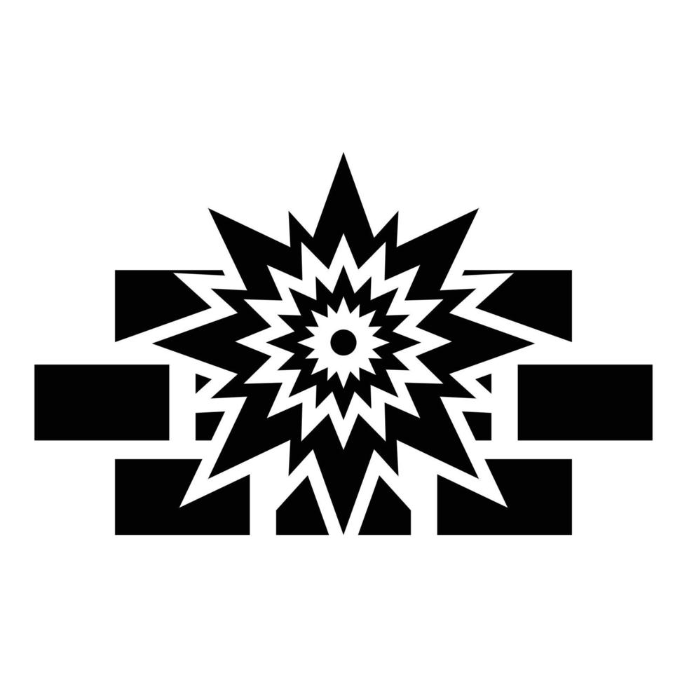 Explosion brick wall icon black color vector illustration flat style image
