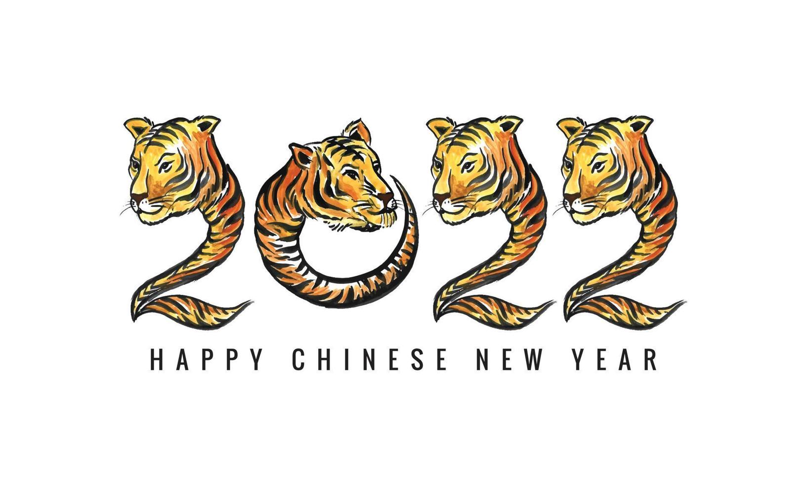 Chinese new year 2022 symbol decorated with a tiger face card design vector