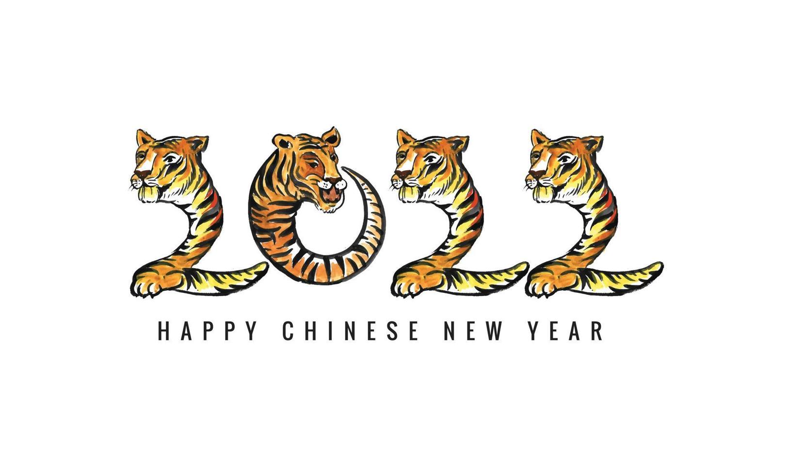 Chinese new year 2022 symbol decorated with a tiger face card design vector