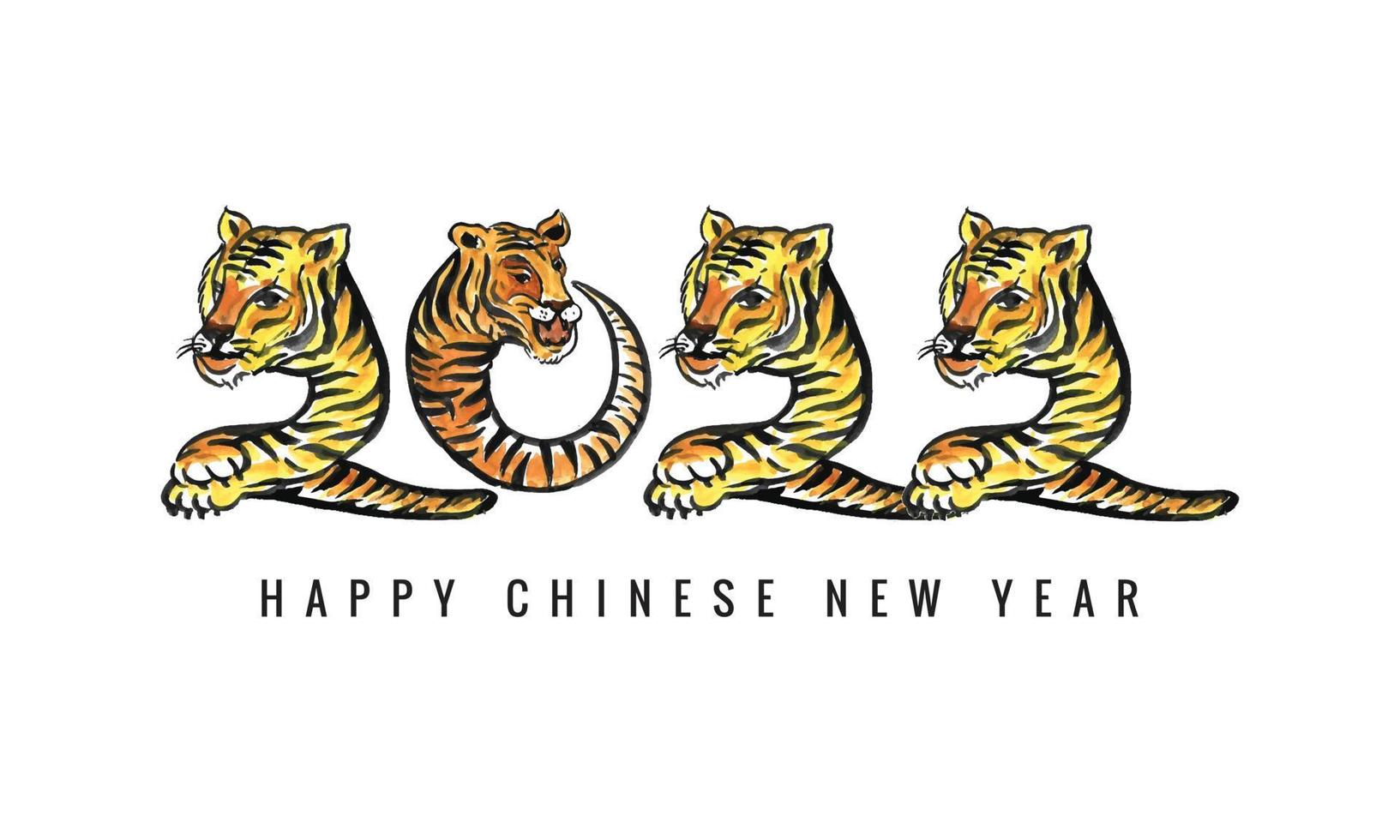 Chinese new year 2022 symbol decorated with a tiger face card design vector