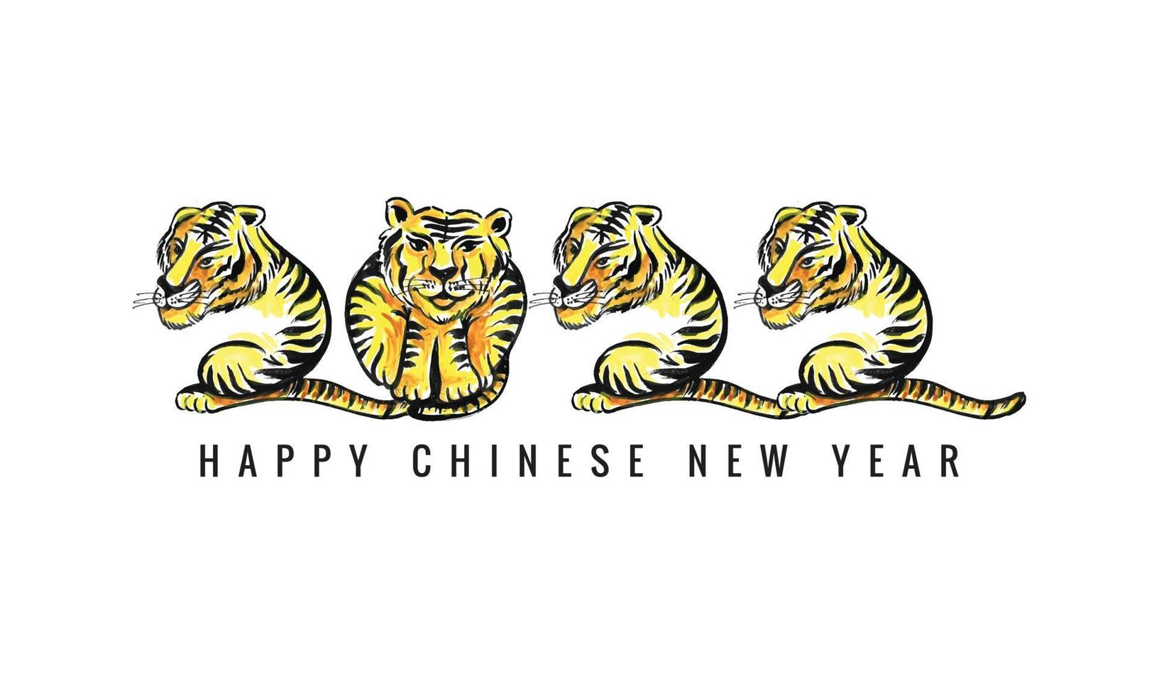 símbolo del año nuevo chino 2022 decorado con un diseño de tarjeta de cara de tigre vector