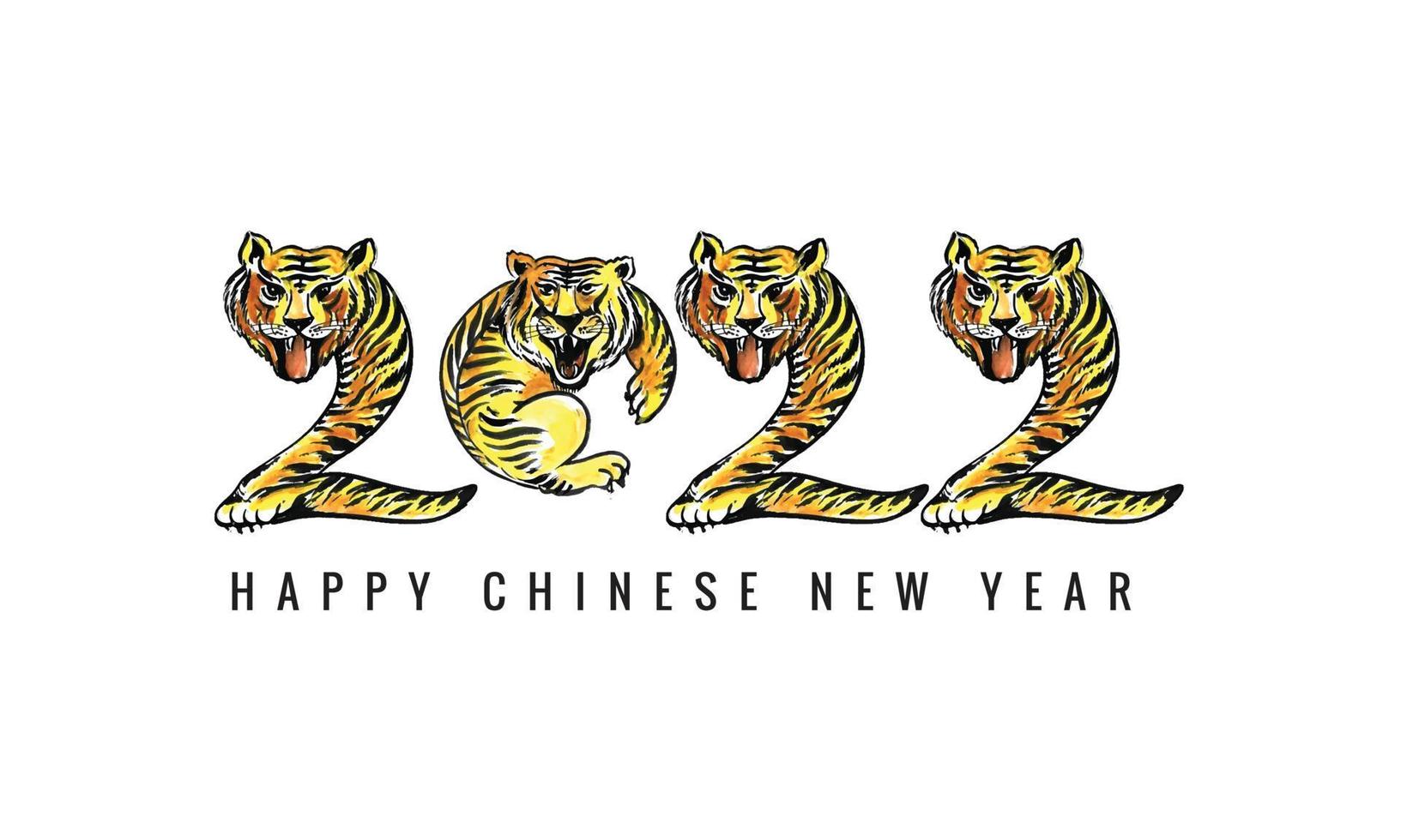 elegante símbolo chino del año nuevo 2022 con un diseño de tarjeta de cara de tigre vector