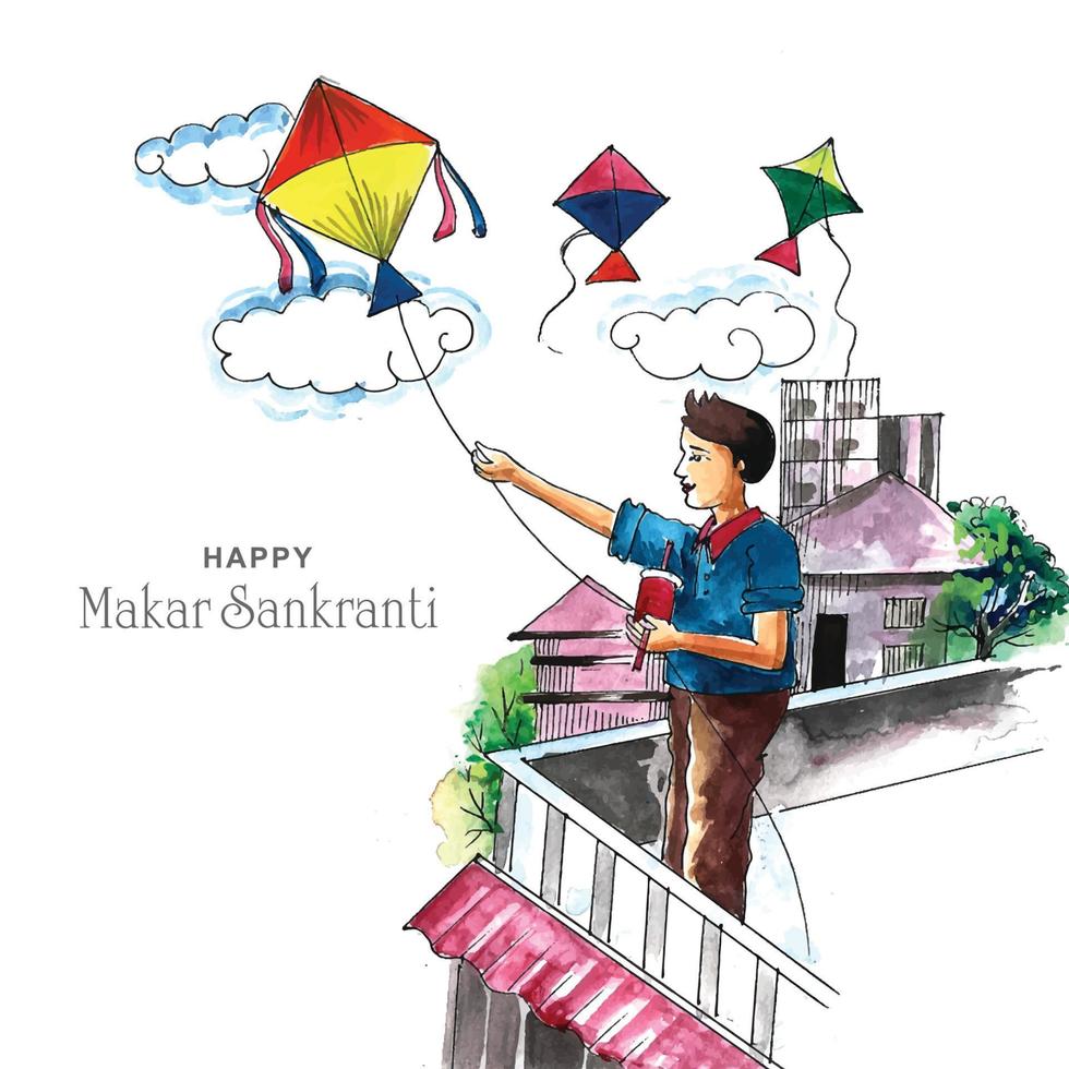 Happy makar sankranti holiday india festival background vector