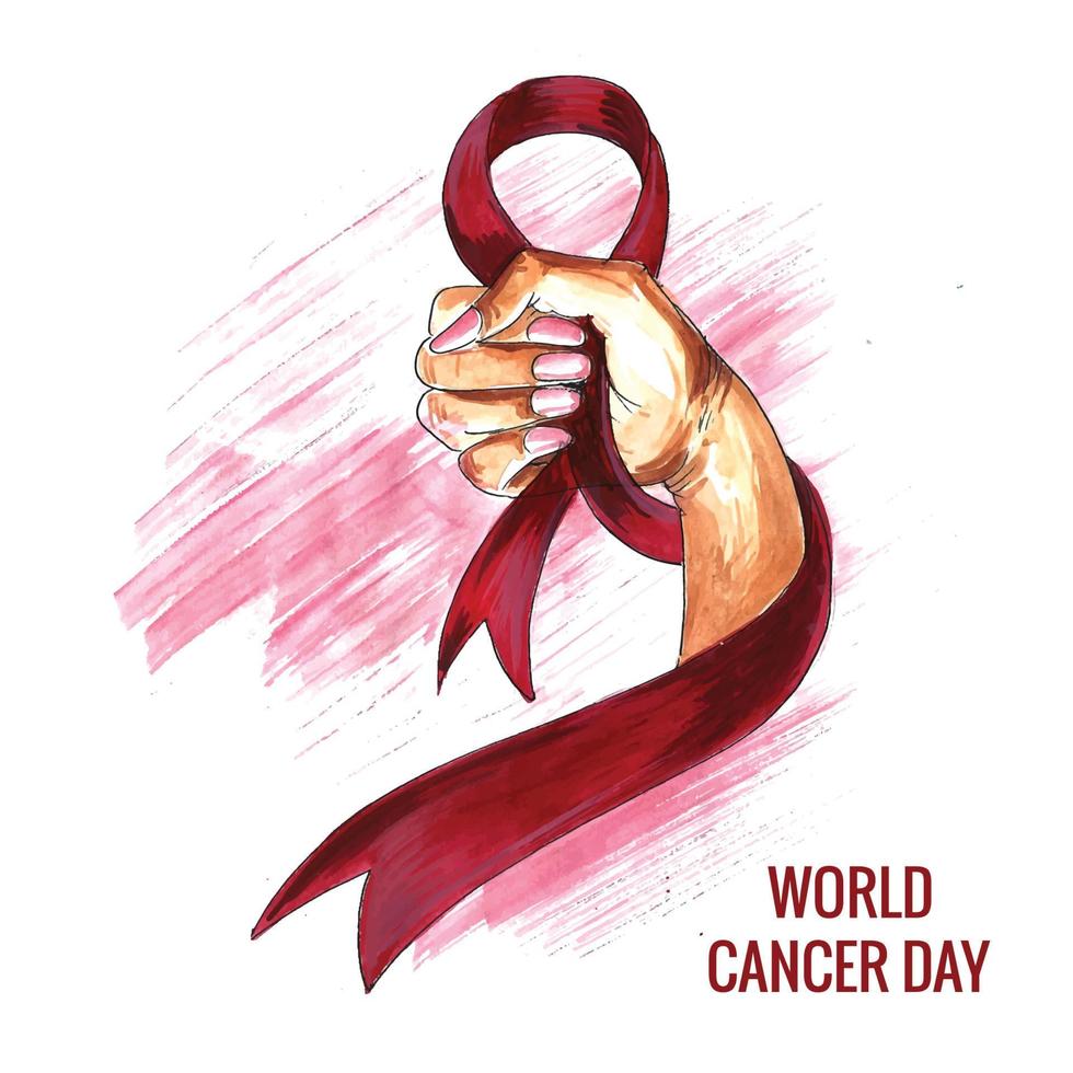 World cancer day awareness ribbon card background vector