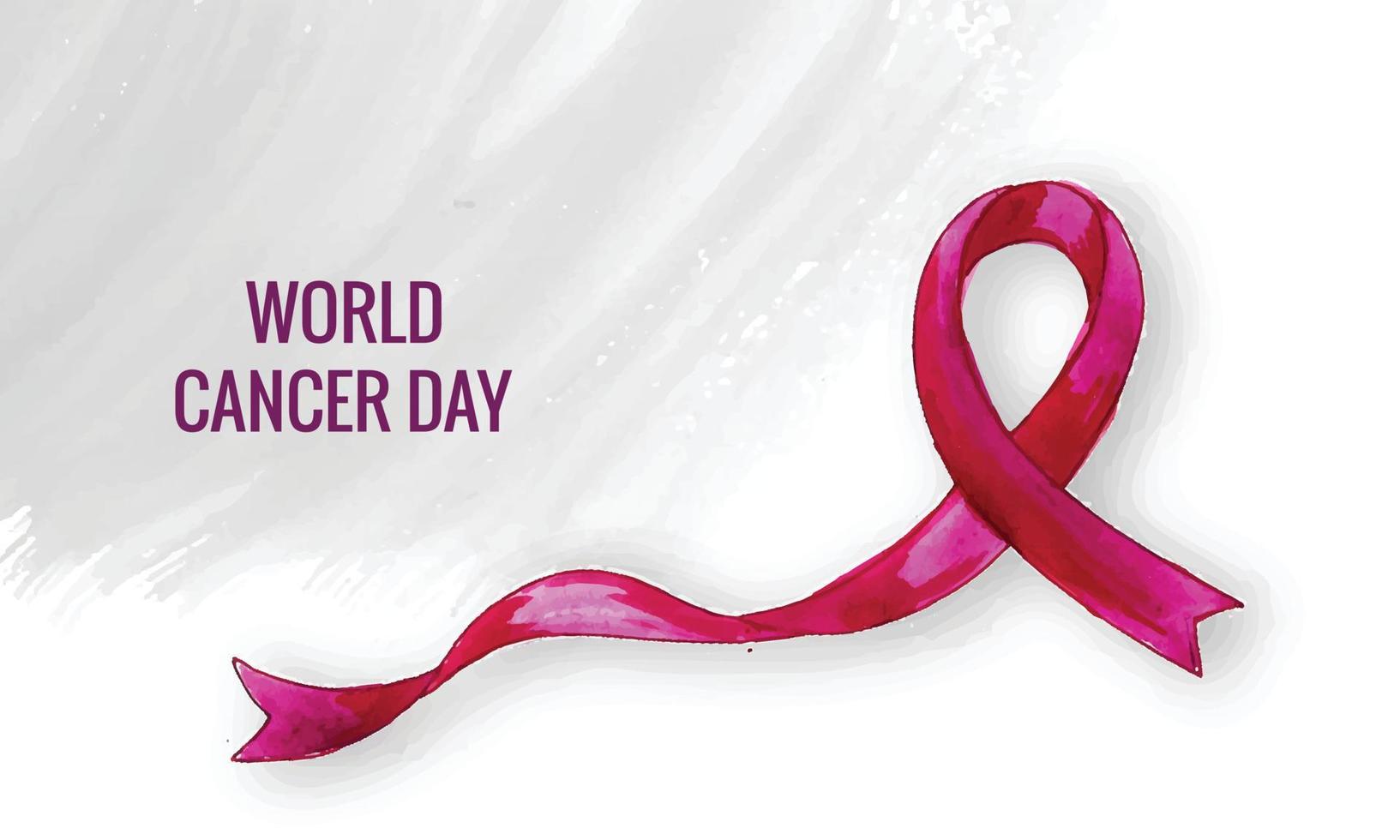 dibujar a mano una cinta realista de acuarela para el día mundial contra el cáncer vector