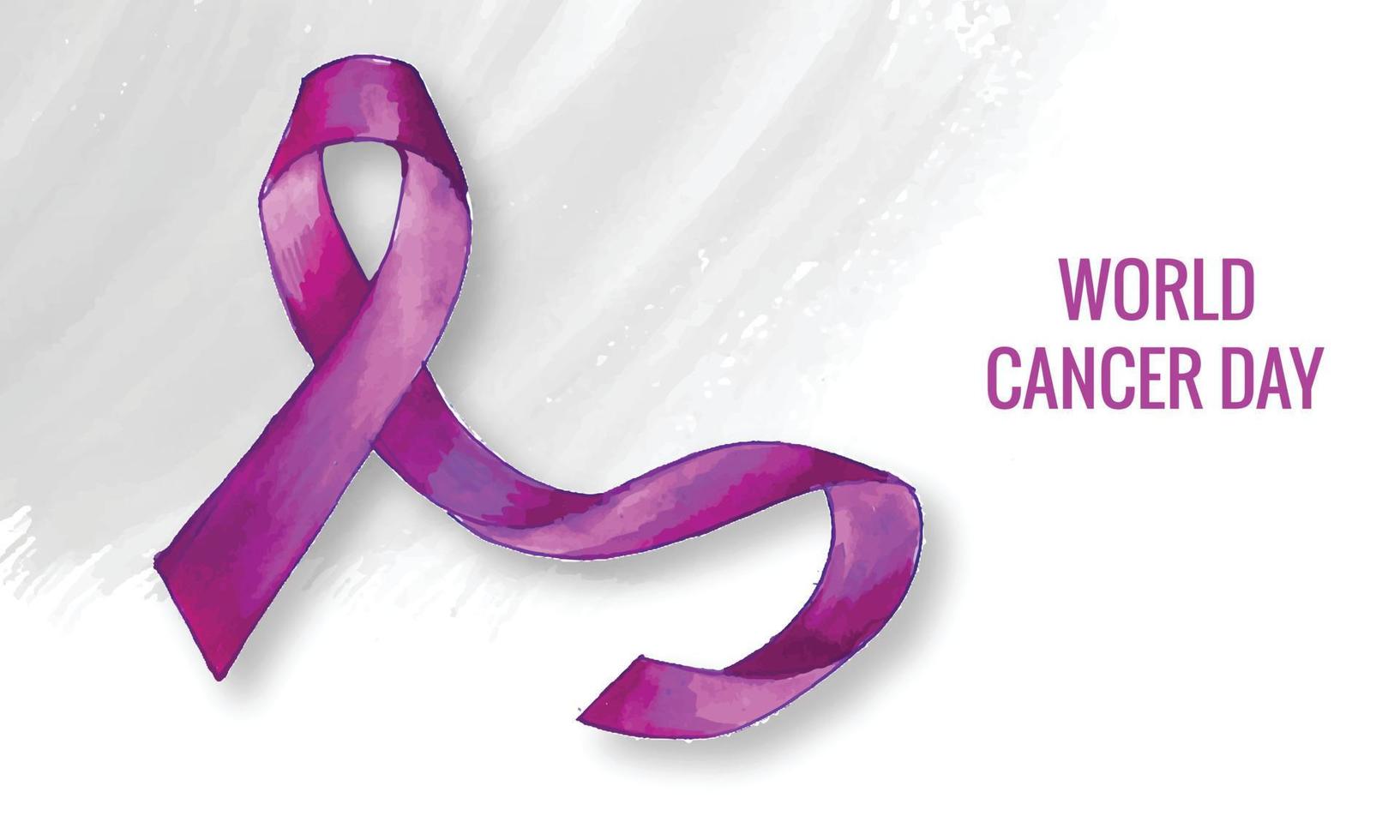 dibujar a mano una cinta realista de acuarela para el día mundial contra el cáncer vector