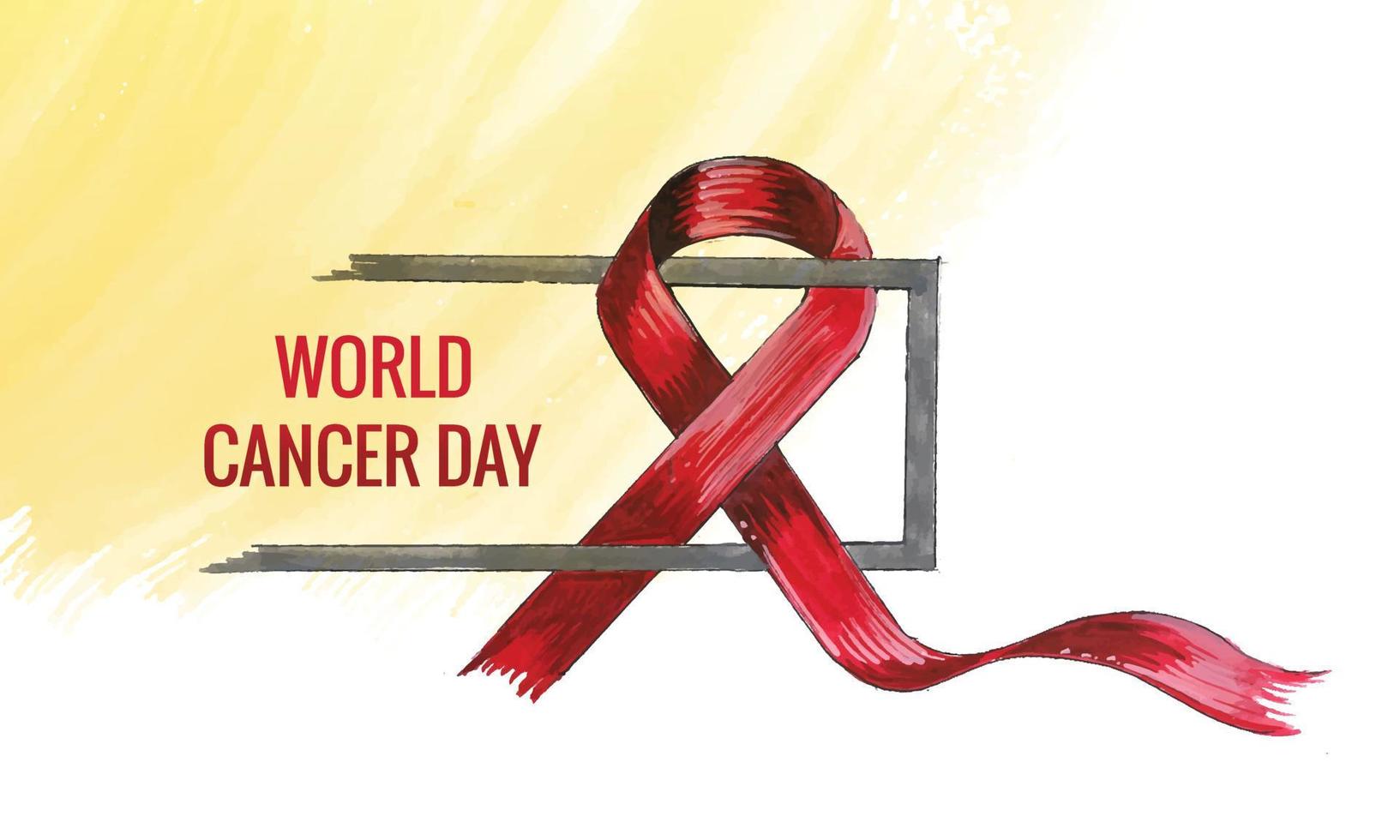 Hand draw watercolor realistic ribbon for world cancer day vector